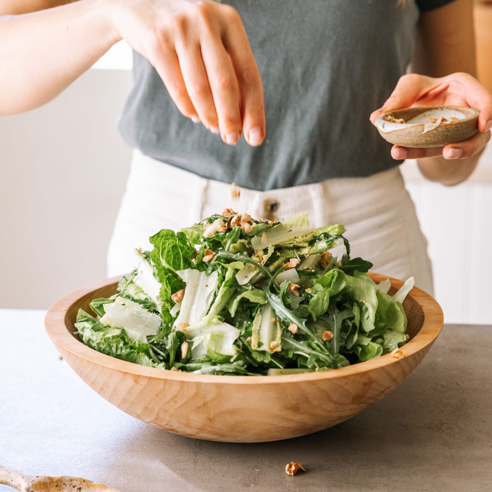 Handcrafted Wood Salad Bowls - Natural