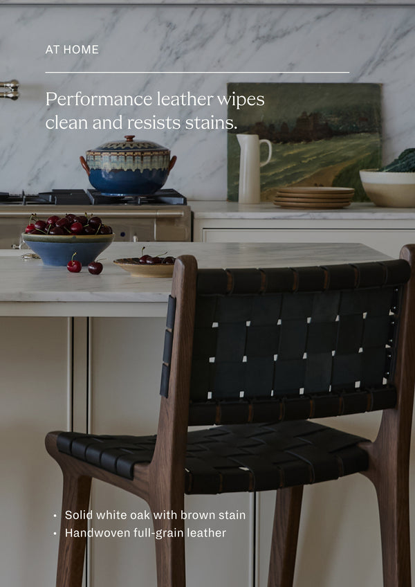 Performance Leather wipes clean and resists stains. 