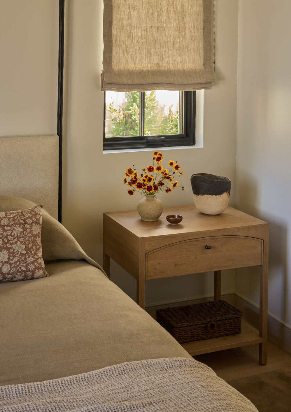 Maude Nightstand in White Oak