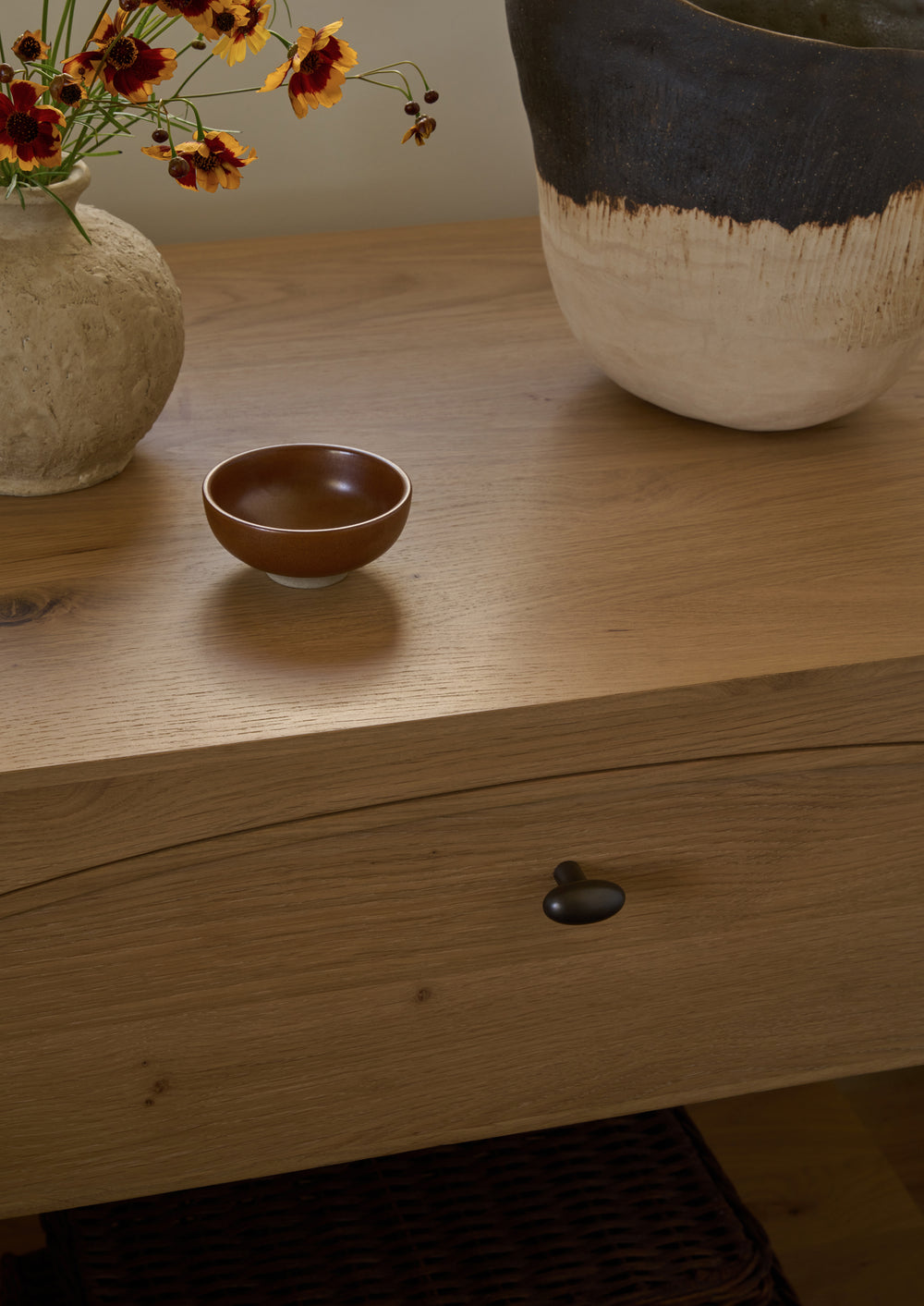 Maude Nightstand in White Oak