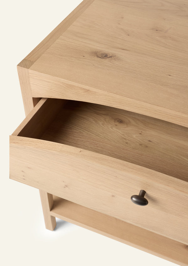 Maude Nightstand in White Oak