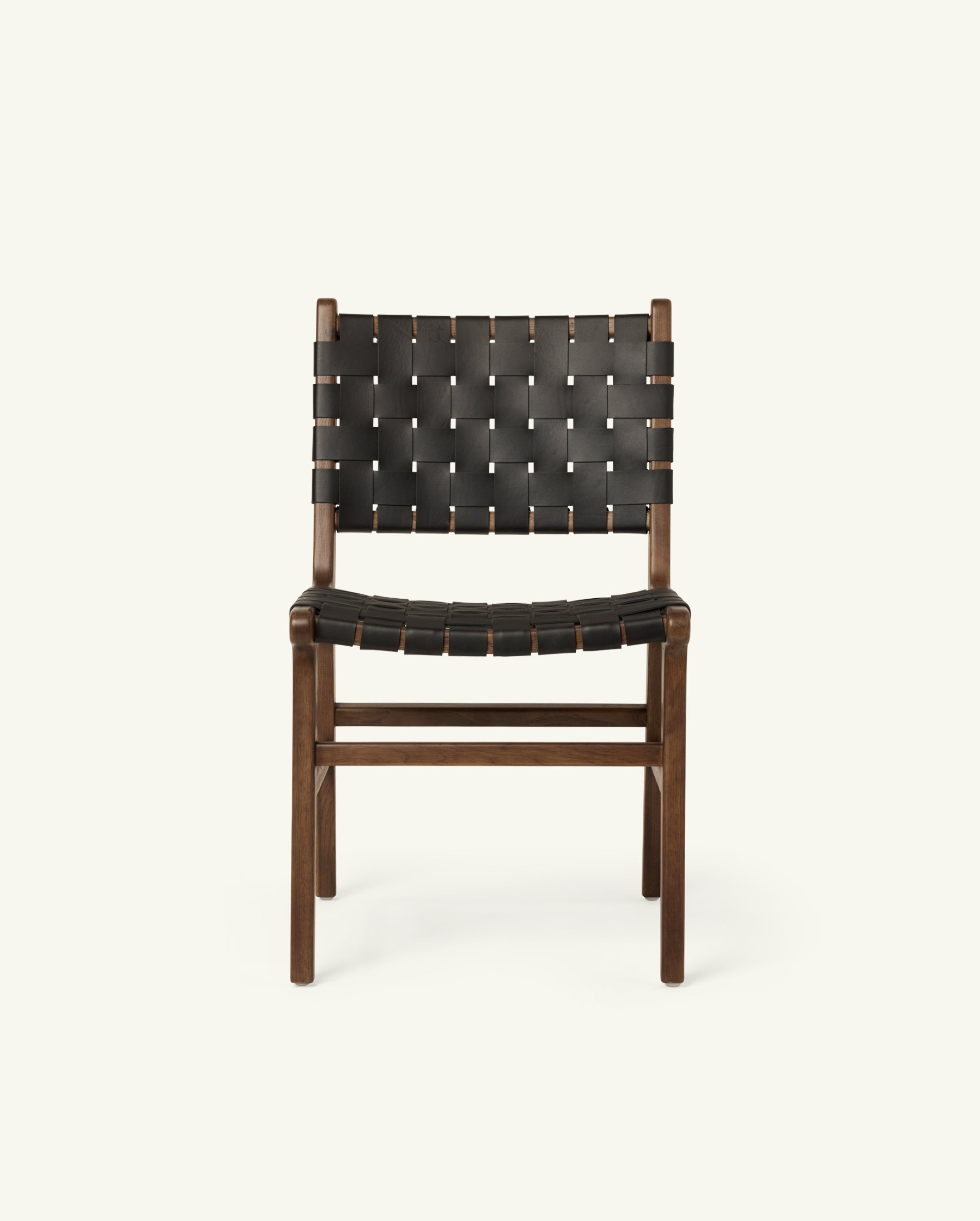 Dining 1 Dining chair in Oak and Woven Black Leather Hati Home