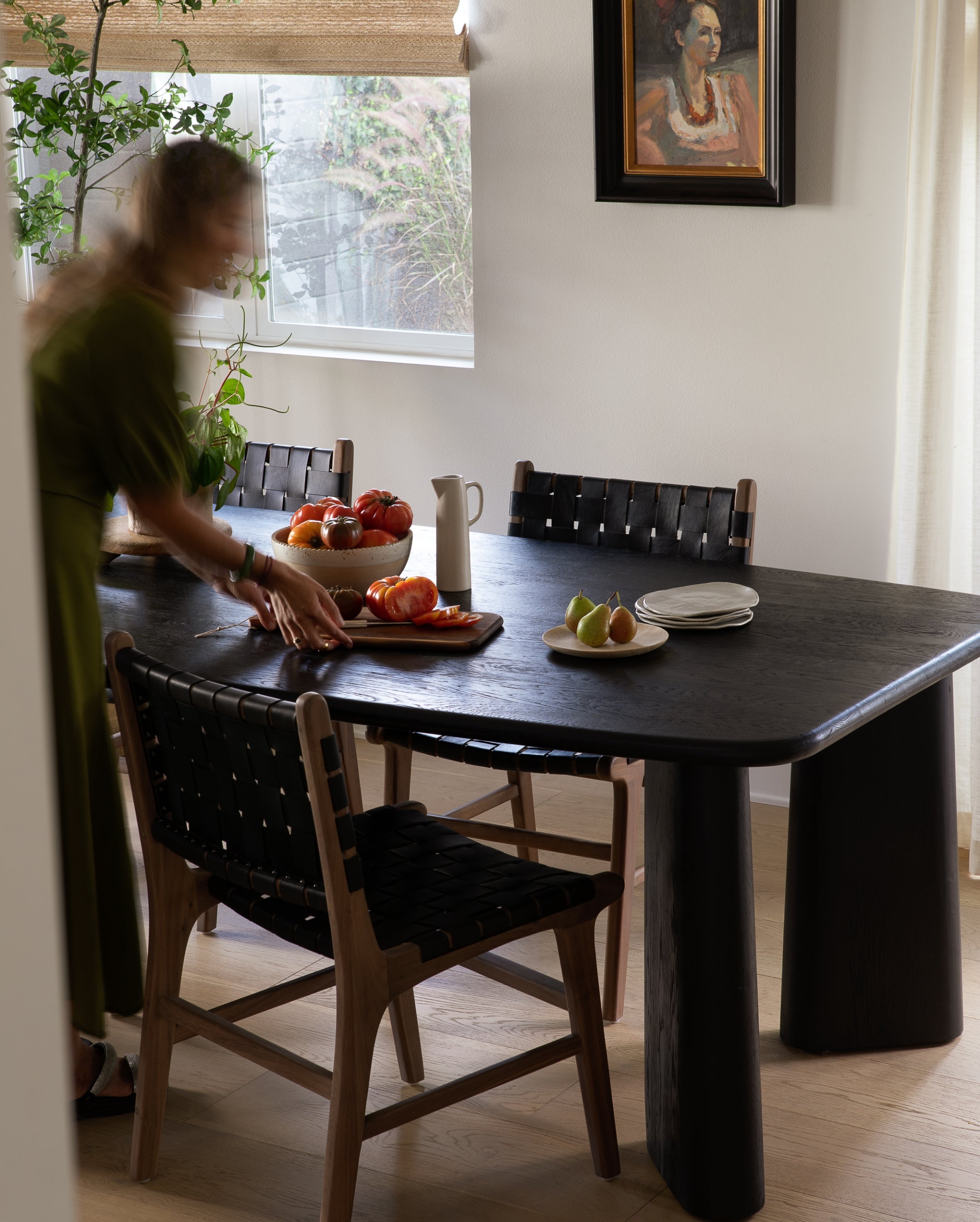 Dining #1 - Dining chair in Oak and Woven Black Leather – Hati Home