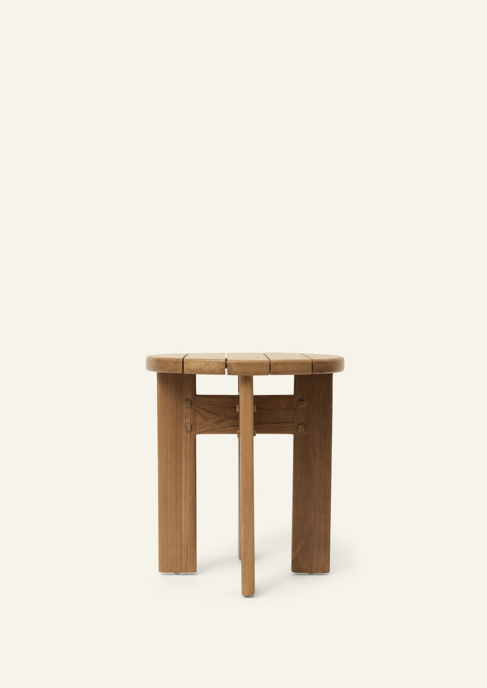 Front view of the Otto Side Table in solid teak