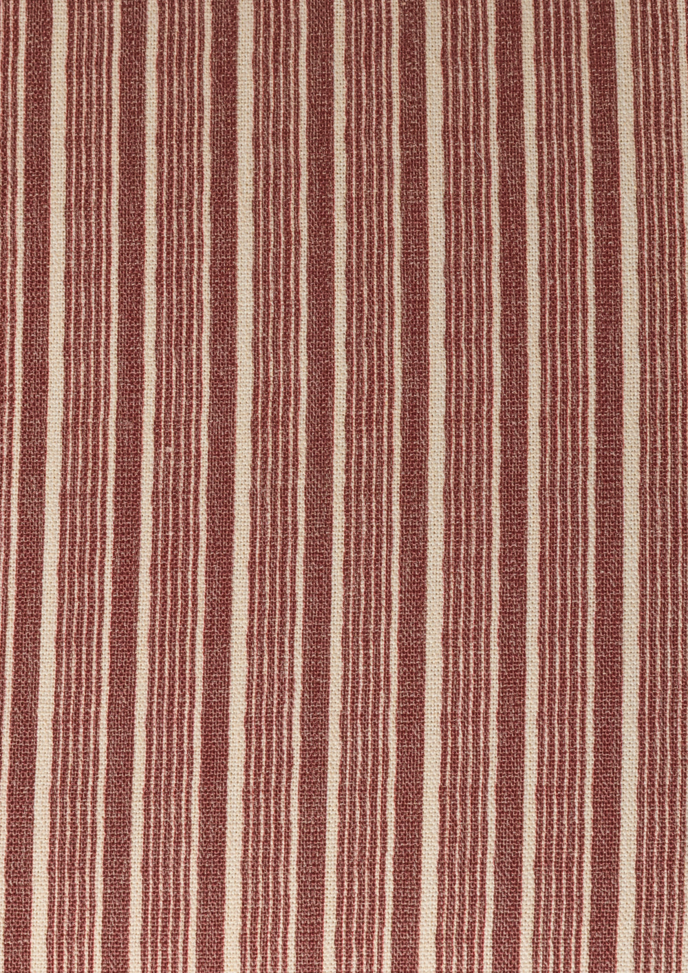 Organic brick red stripe pattern that alternates width of the stripes. 