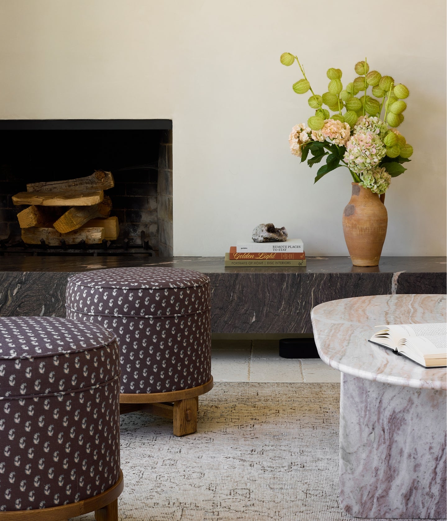 Yara Pouf in Cocoa Floral – Hati Home