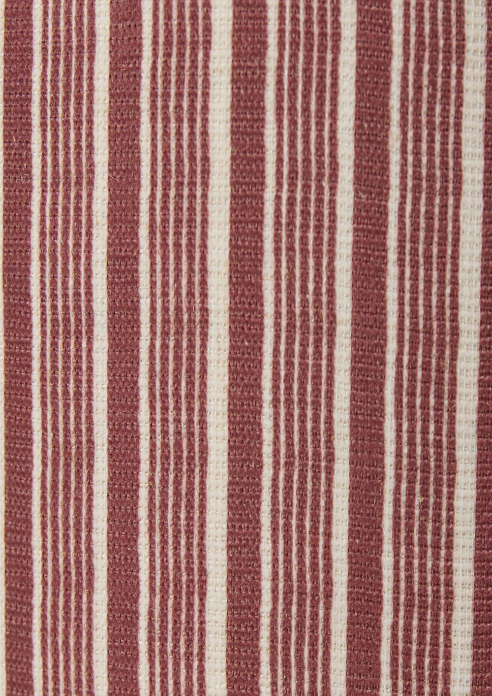 Oraganic brick red stripe pattern that alternates width of the stripes. 