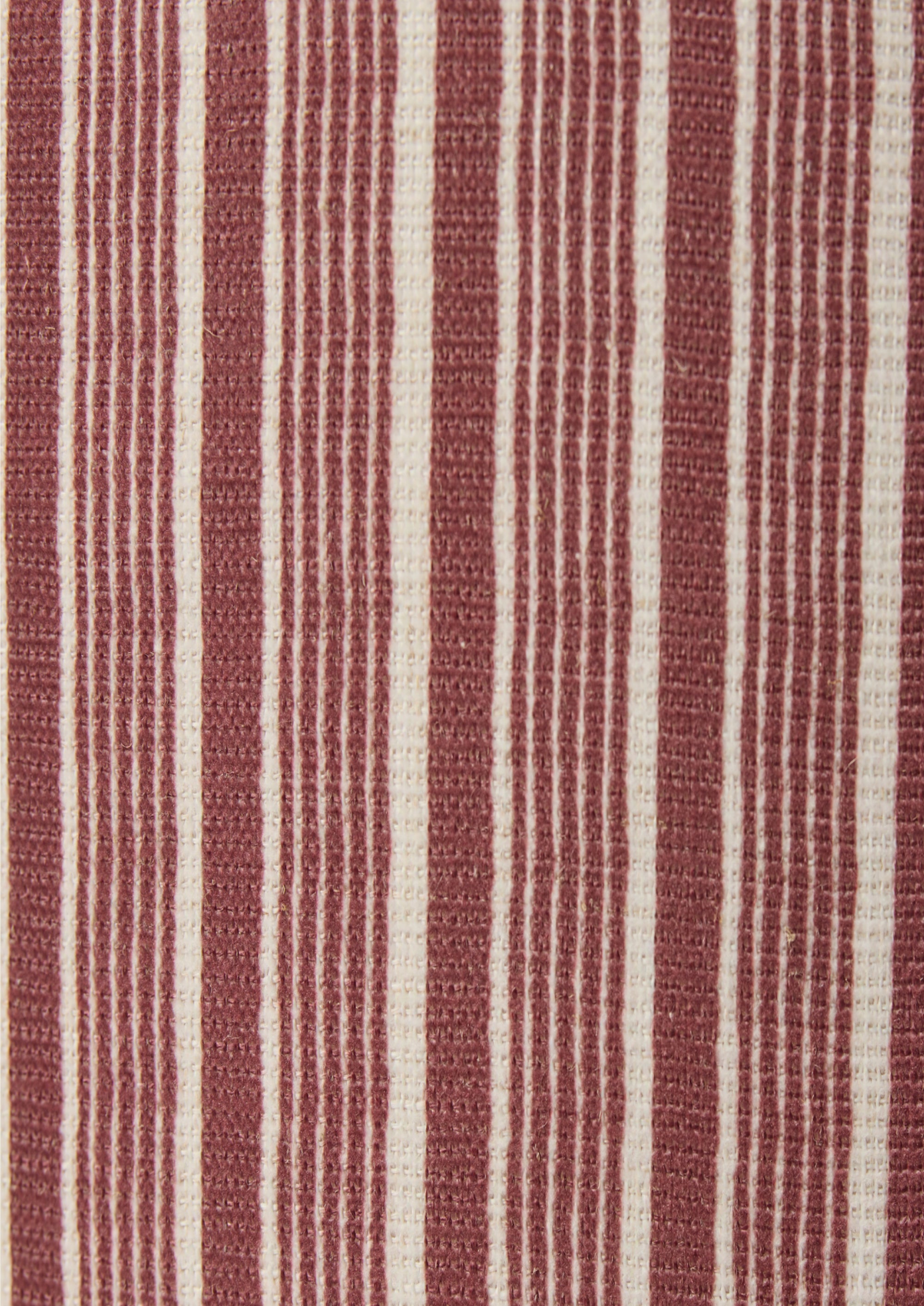 Oraganic brick red stripe pattern that alternates width of the stripes. 