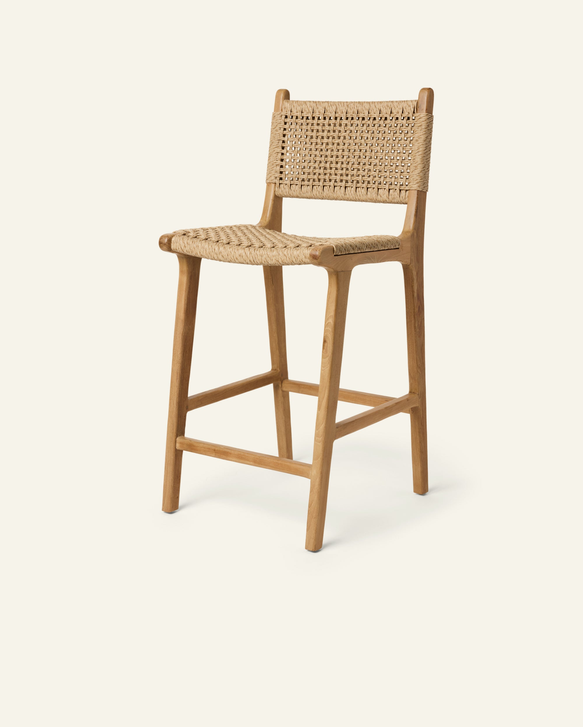 Stool #2 - Counter Stool in Oak with Woven Neutral Leather – Hati Home