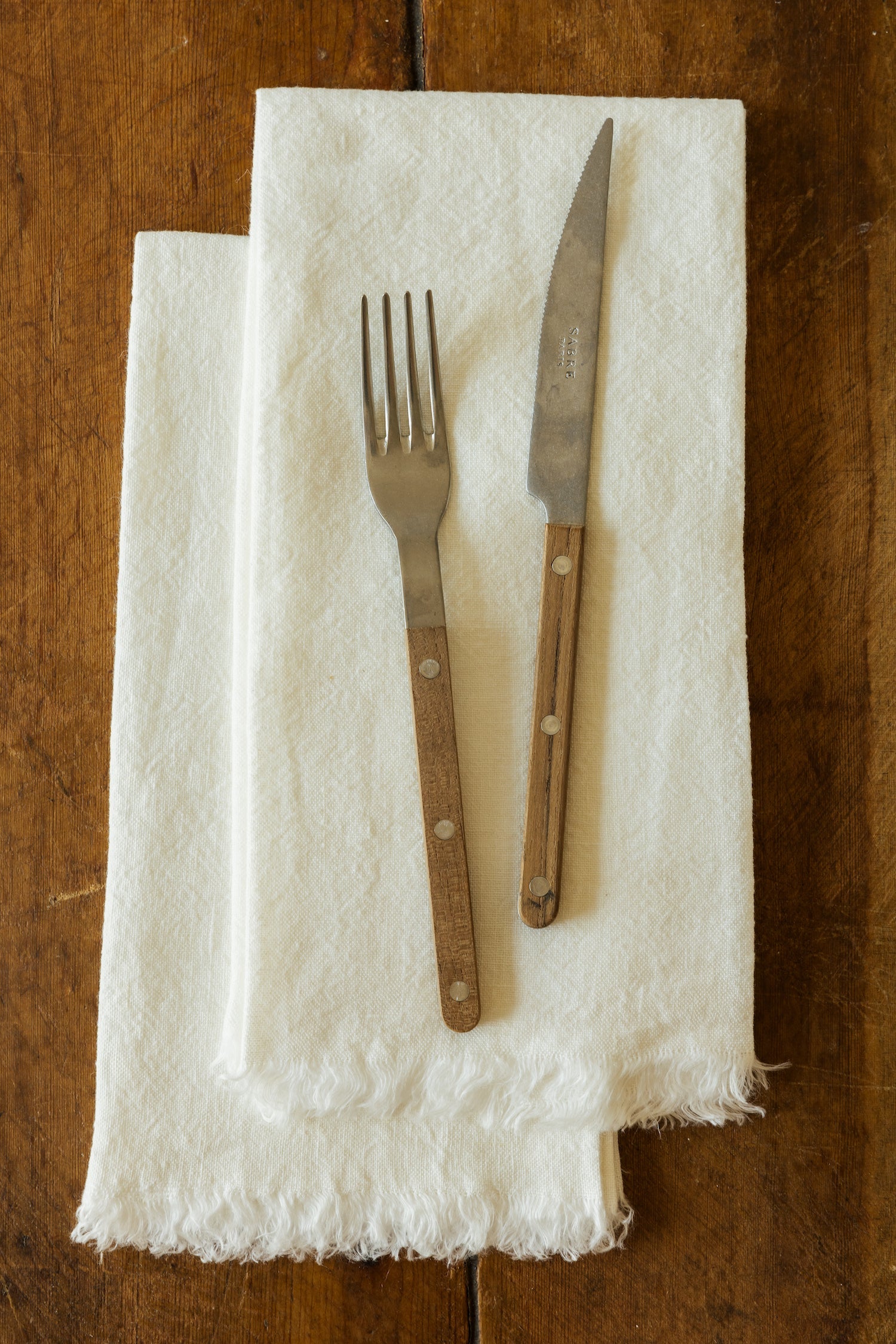 Oversized Frayed Linen Napkins, Set of 4