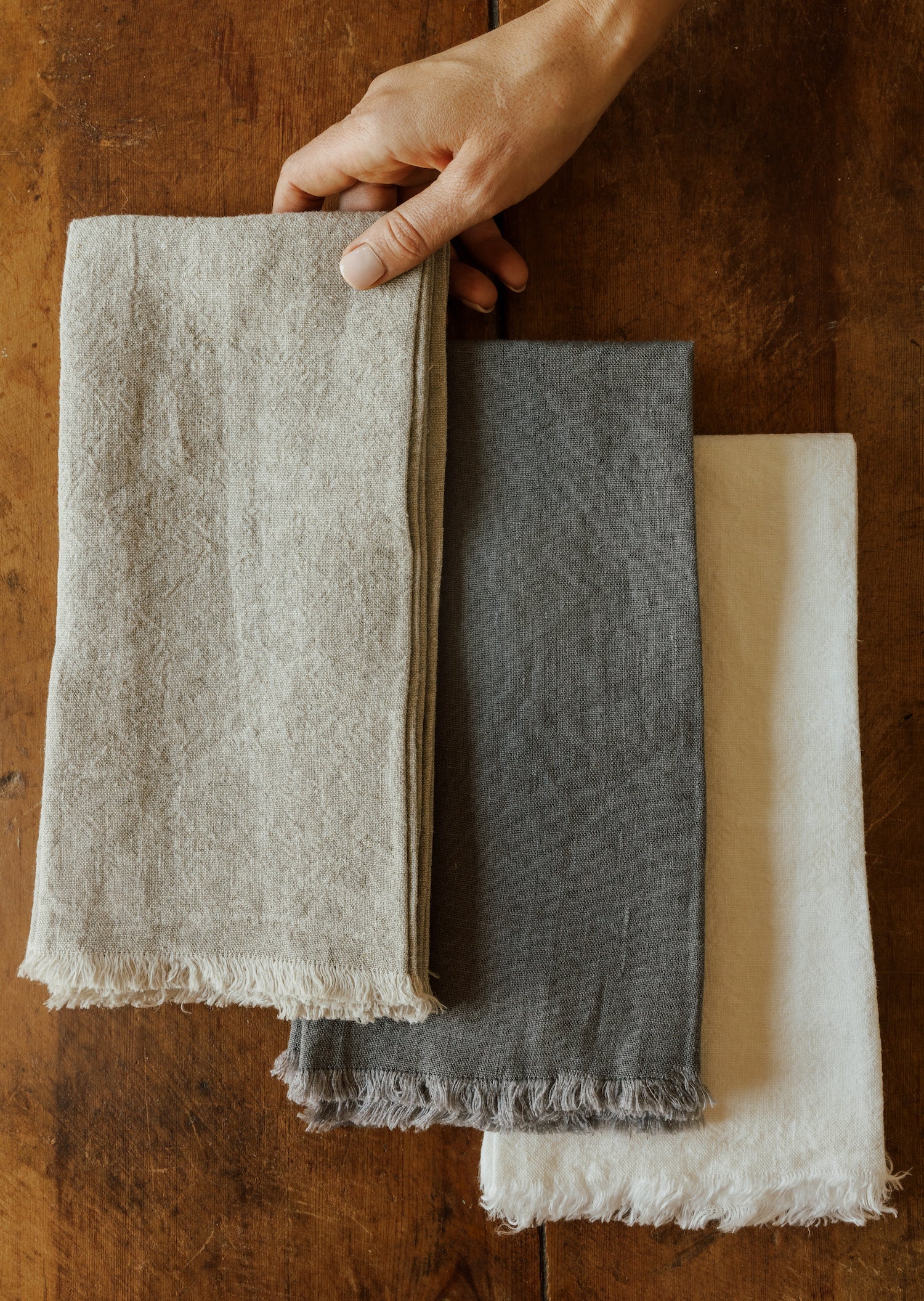 Oversized Frayed Linen Napkins, Set of 4