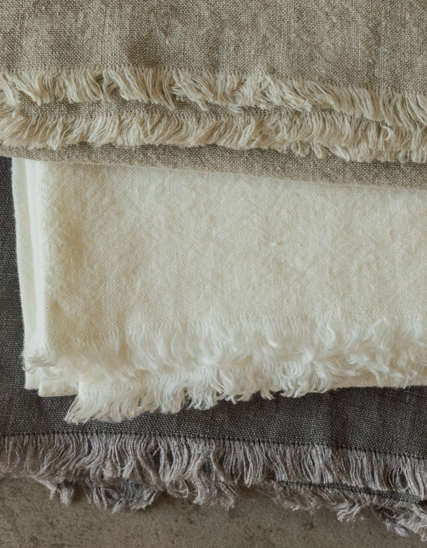 Oversized Frayed Linen Napkins, Set of 4